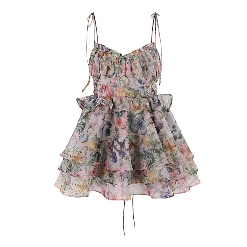 Zoci-mini vestido das mulheres com flores impressas, cores misturadas, ervas, verão, outono, novo