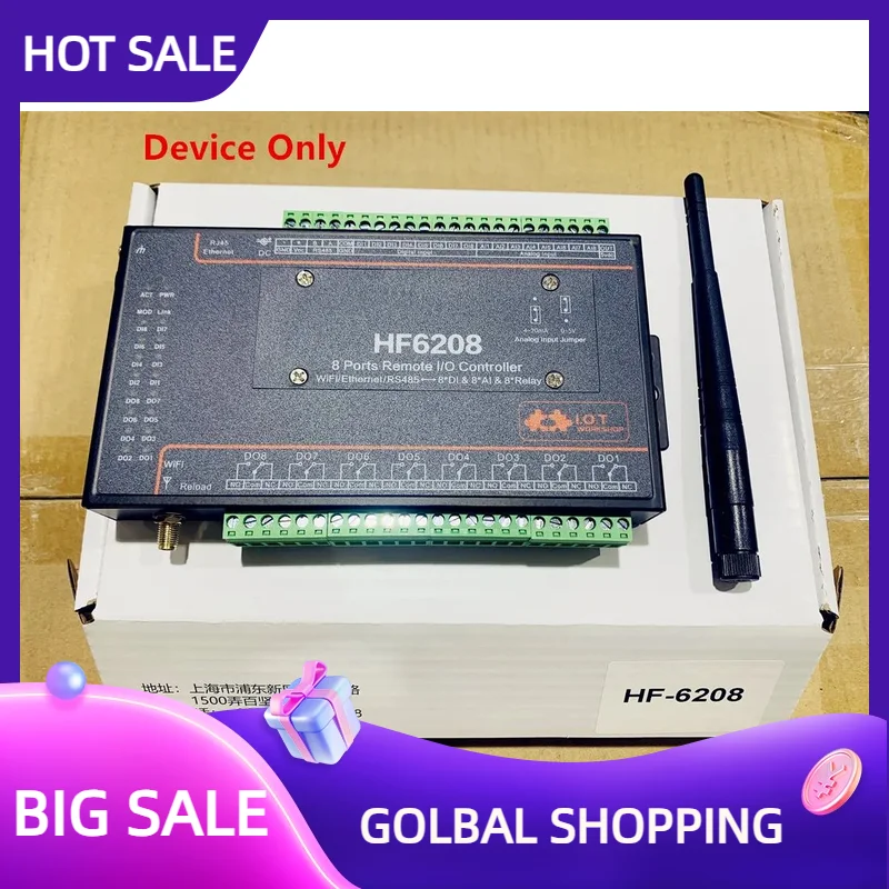 

Горячие продажи для дома Hf620 Промышленный контроллер Di Do Way Io Wi-Fi Ethernet Rs485 8-канальный дистанционный релейный пульт дистанционного управления Ethernet