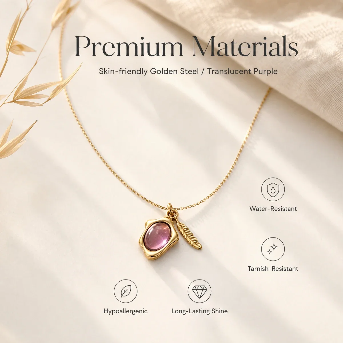 Natural Amethyst & Pink Quartz Crystal Necklace, Gift