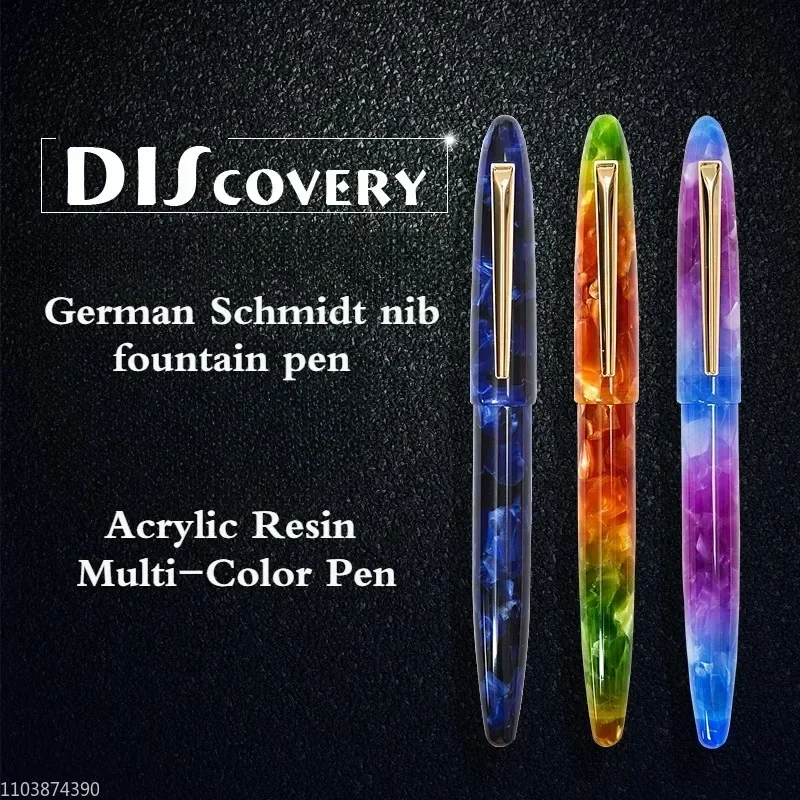 

ADMOK D56 Acrlic Fountain Pen Schmidt Iridium Gold EF/F 0.38/0.5mm Nib Ink Pen Piston Resin Stationery Business Writing Gifts