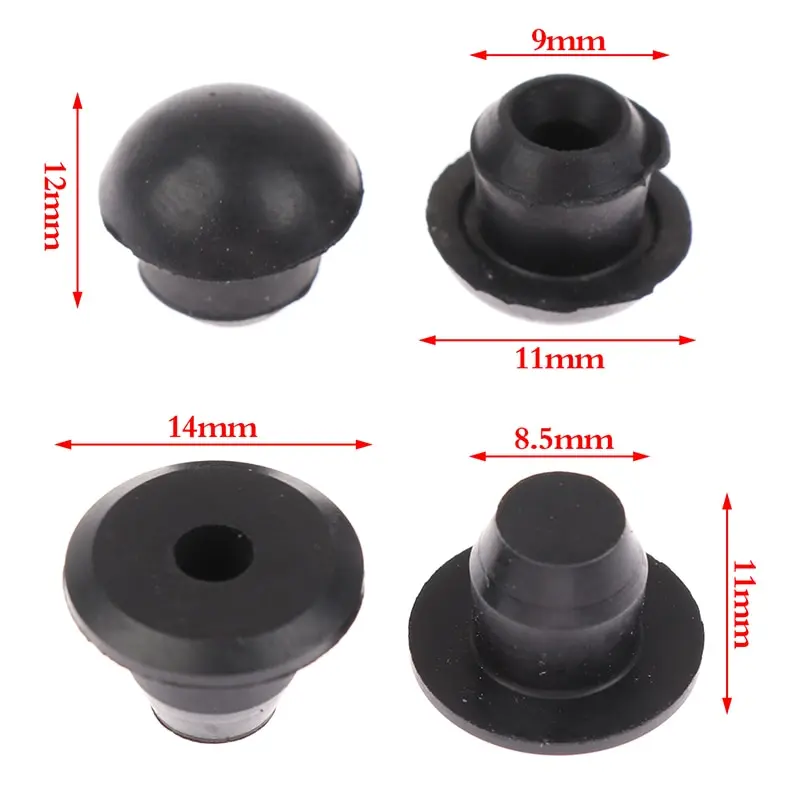 20Pcs Black Floor Jack Plugs Oil Filler Rubber Hydraulic Bung 12*9mm/14*8.5mm