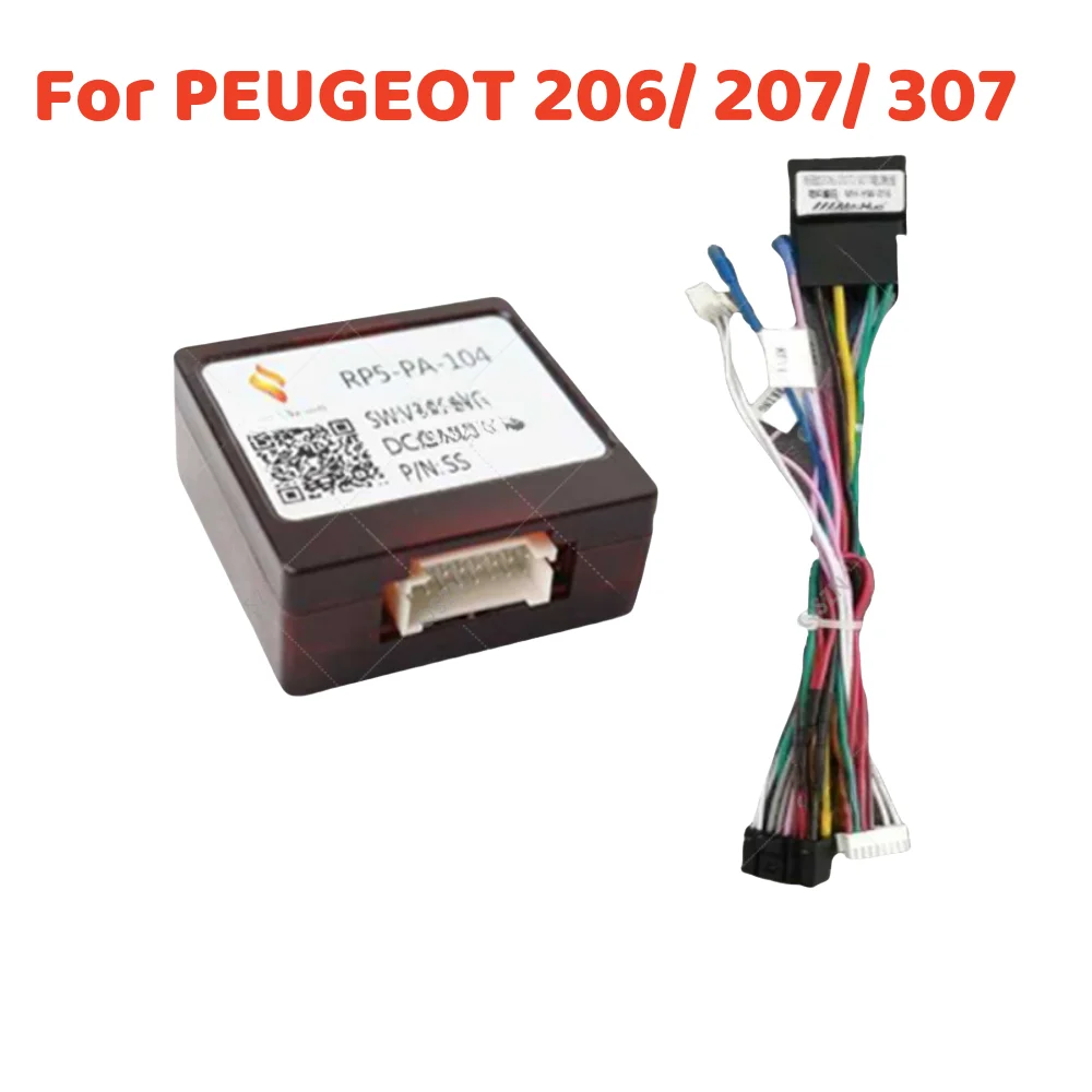 16 Pin Power Cable XP CANBUS Decoder Apdater RP5-PA-104  Harness for PEUGEOT 206 207 307 Car Android Radio