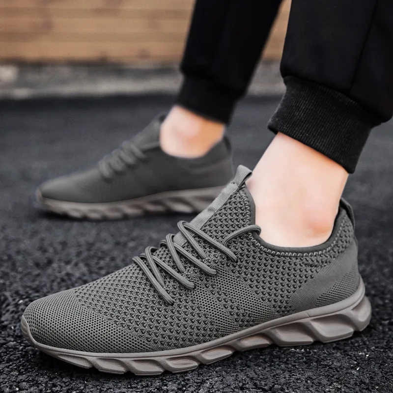 Non-slip Men Sneakers Knitting Mesh Breathable Men\'s Running Shoes Women Casual Flats Shoe Plus Size 36-50 Zapatillas Hombre