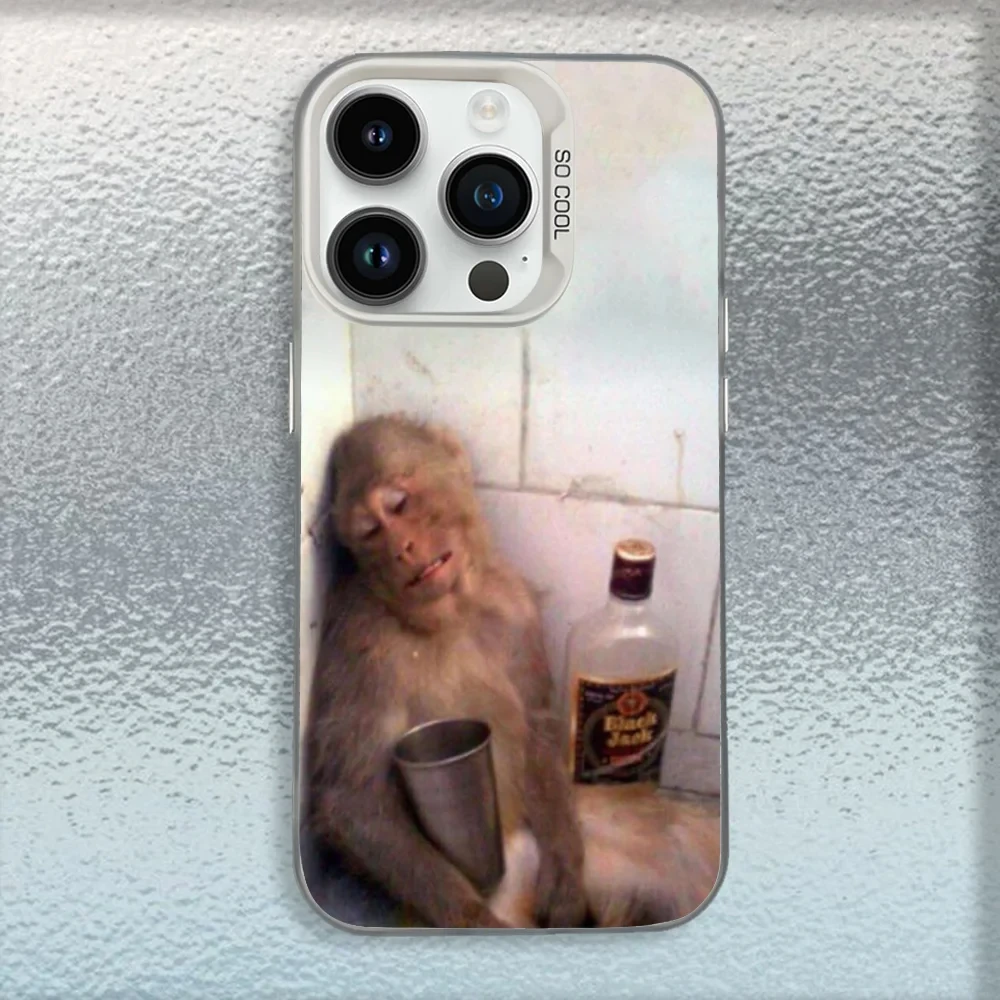 Cute Funny Monkey Phone Case For iPhone 16,15,14,13,12,11,Mini,Pro,MAX White Matte Shockproof Cover - náhled 4