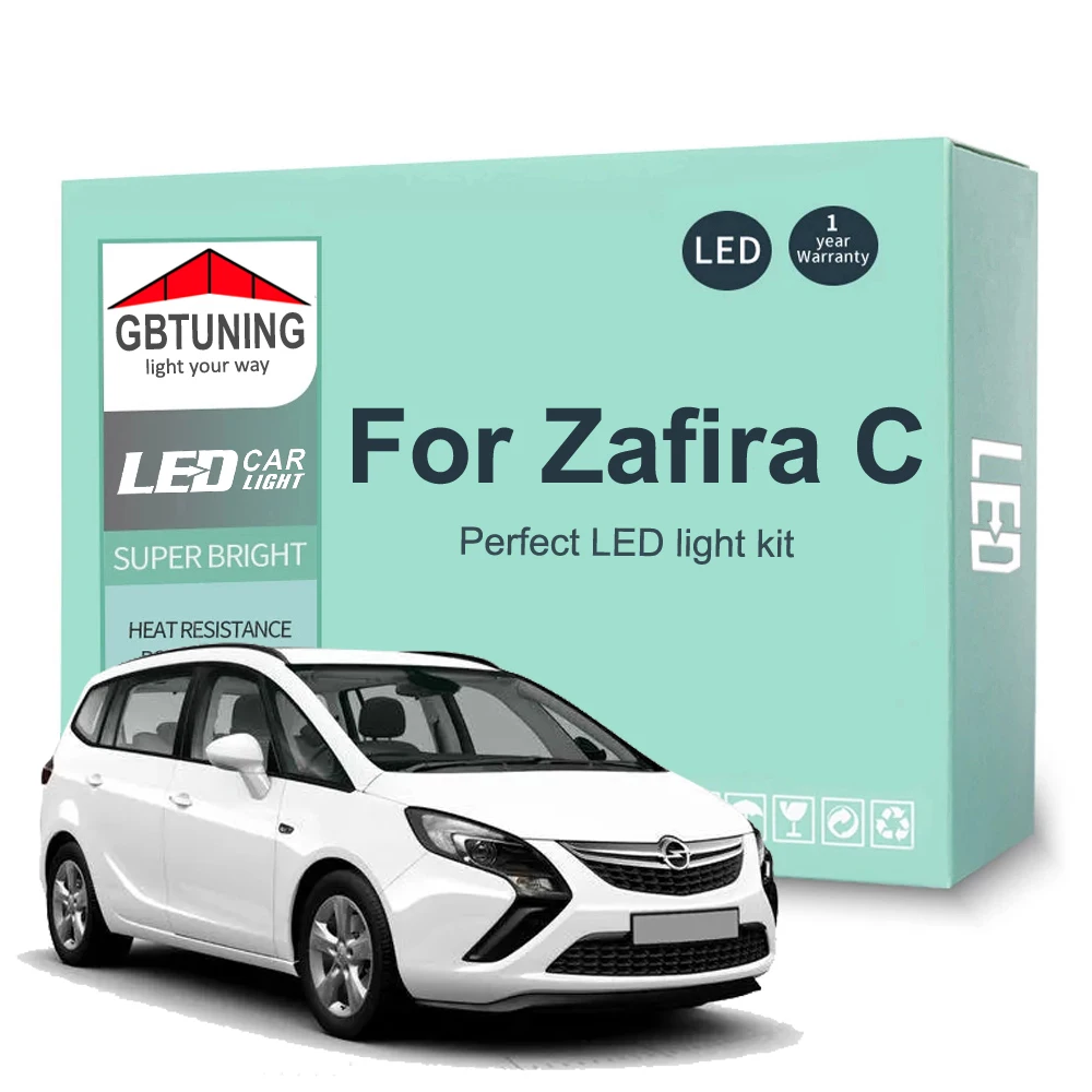 15 szt. zestaw żarówek LED do wnętrza samochodu Vauxhall Opel Zafira Tourer C 2012-2016 2017 2018 Canbus Dome Trunk Lamp Akcesoria samochodowe