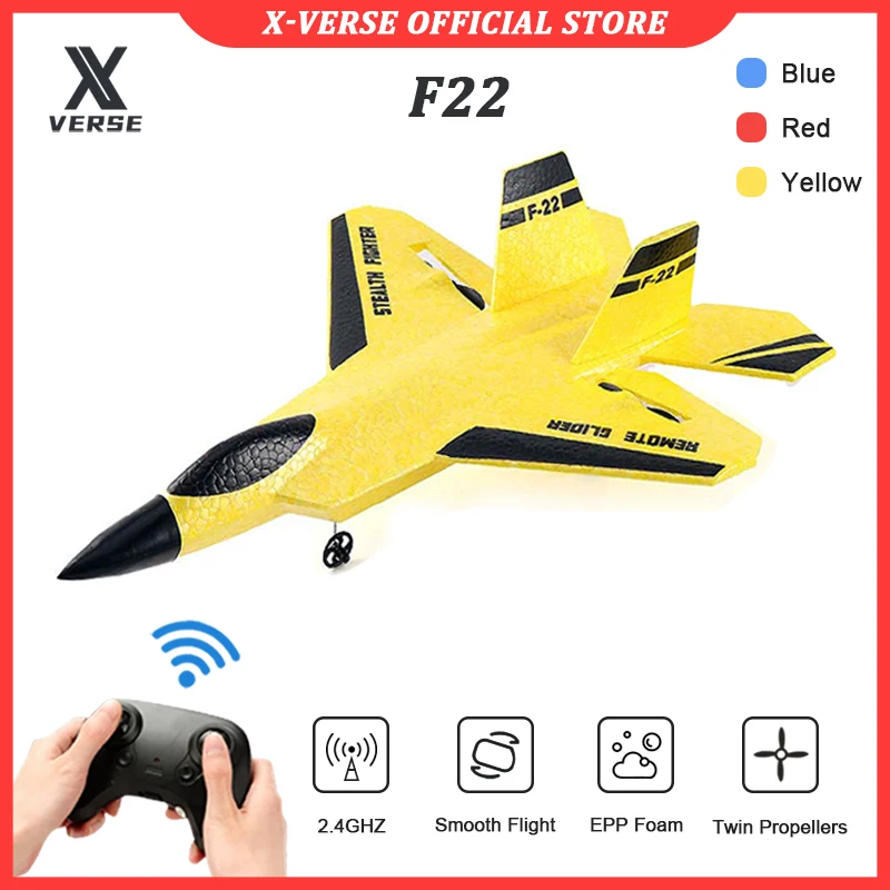Avión teledirigido F22 para niños, planeador gris de camuflaje, 2,4G, Control remoto, SU-35, EPP, espuma, juguetes de SU-57