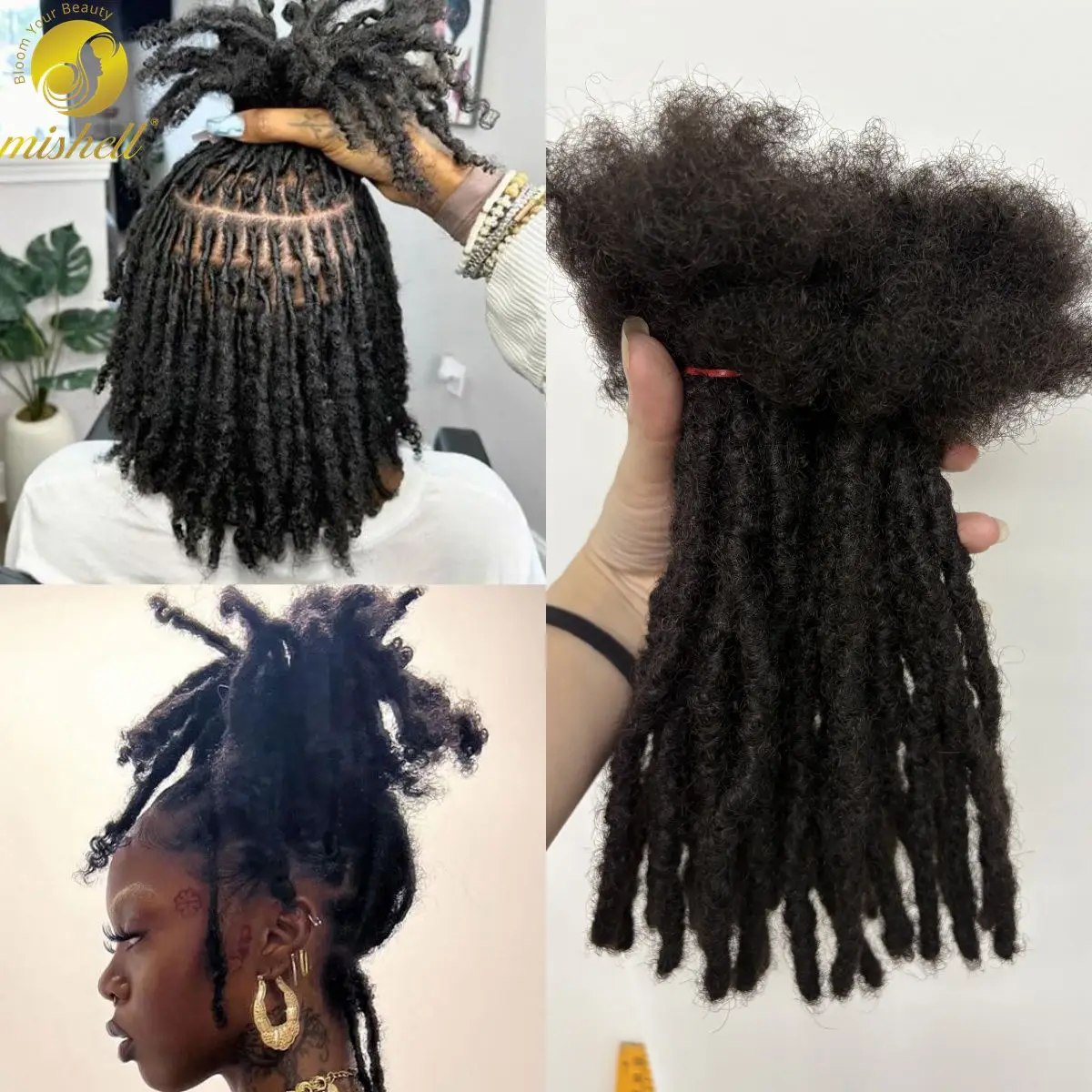0,6 cm 4-8 Zoll Reguläre Loc-Extensions Echthaar 50 Strähnen Vollständig Handgefertigt 100% Echthaar Dreadlock-Extensions für Männer und Frauen – Detail 12