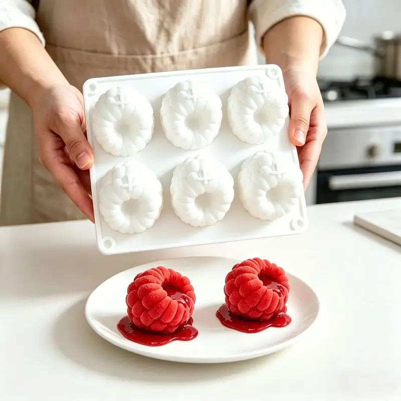 1Pcs Raspberry Fruit Series Silicone Baking Mold Long Lasting Food Safe Mould for Mango Mousse Cake Home Kitchen Baking Classes view 3
