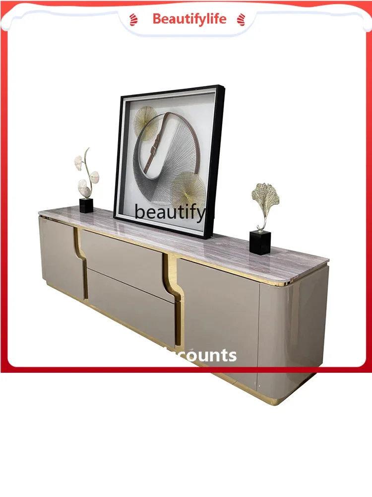 

K185 K185 LuxuryTV Cabinet and Tea Table Combination Simple Modern Home Background Wall Film and Television Cabinet High-End Flo