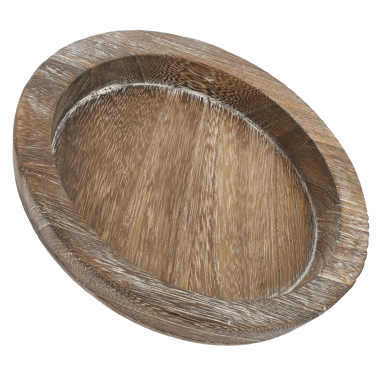 

Solid Wood Tray Holder Round Shape Home Decor Kitchen Living Room Small Size Reusable Wooden Pallet Rustic Style Storage