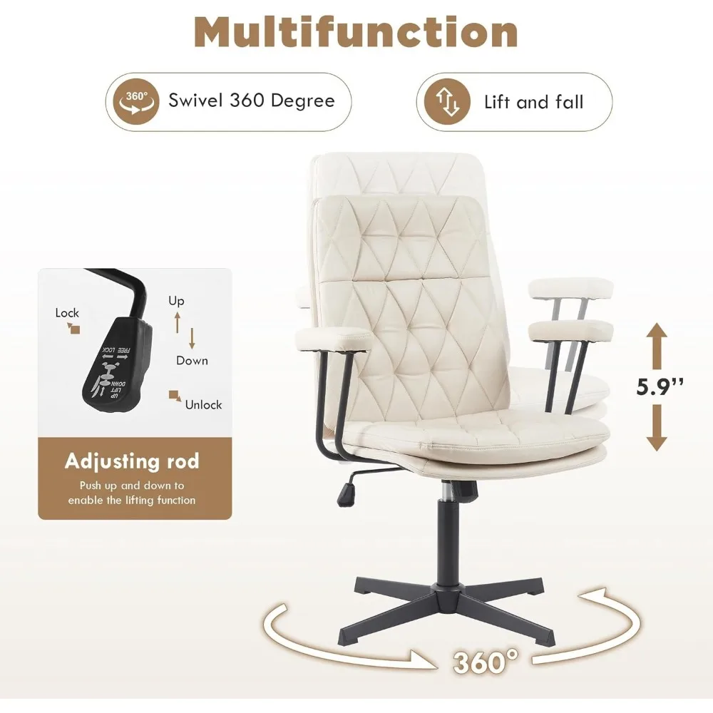 Ergonômico Criss Cross Desk Chair, ajustável Home Office cadeira com braço, giratória executiva, meados de volta, sem rodas