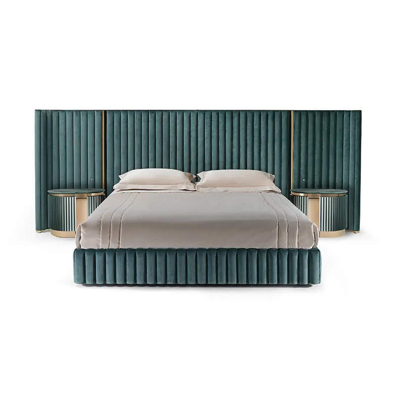 Fabric bed modern simple widescreen master bedroom big bed villa big flat light luxury Internet celebrity bed