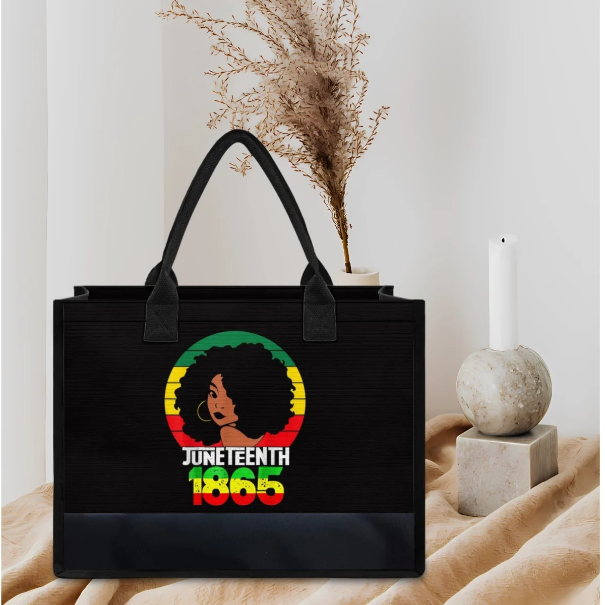 Portable Casual Storage Tote Bag Black History Month Juneteenth 1865 Print Handbgas Female Sac Plage Print on Demand Girl Totes