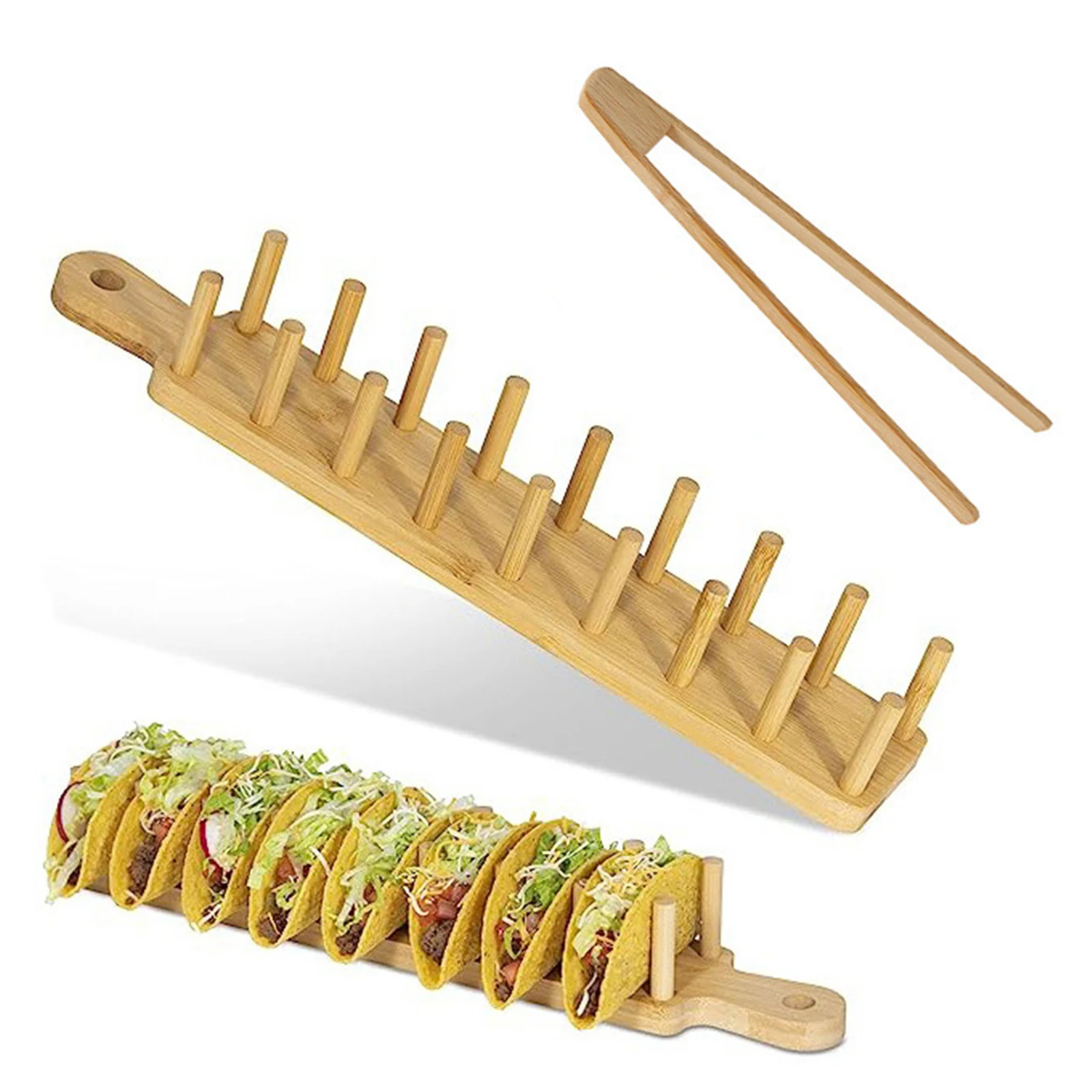 Wood Taco Holder Taco Shell Holder Multifunctional Mexican Rolls Pancake Stand Tray for Home Kitchen Accessories Restaurant