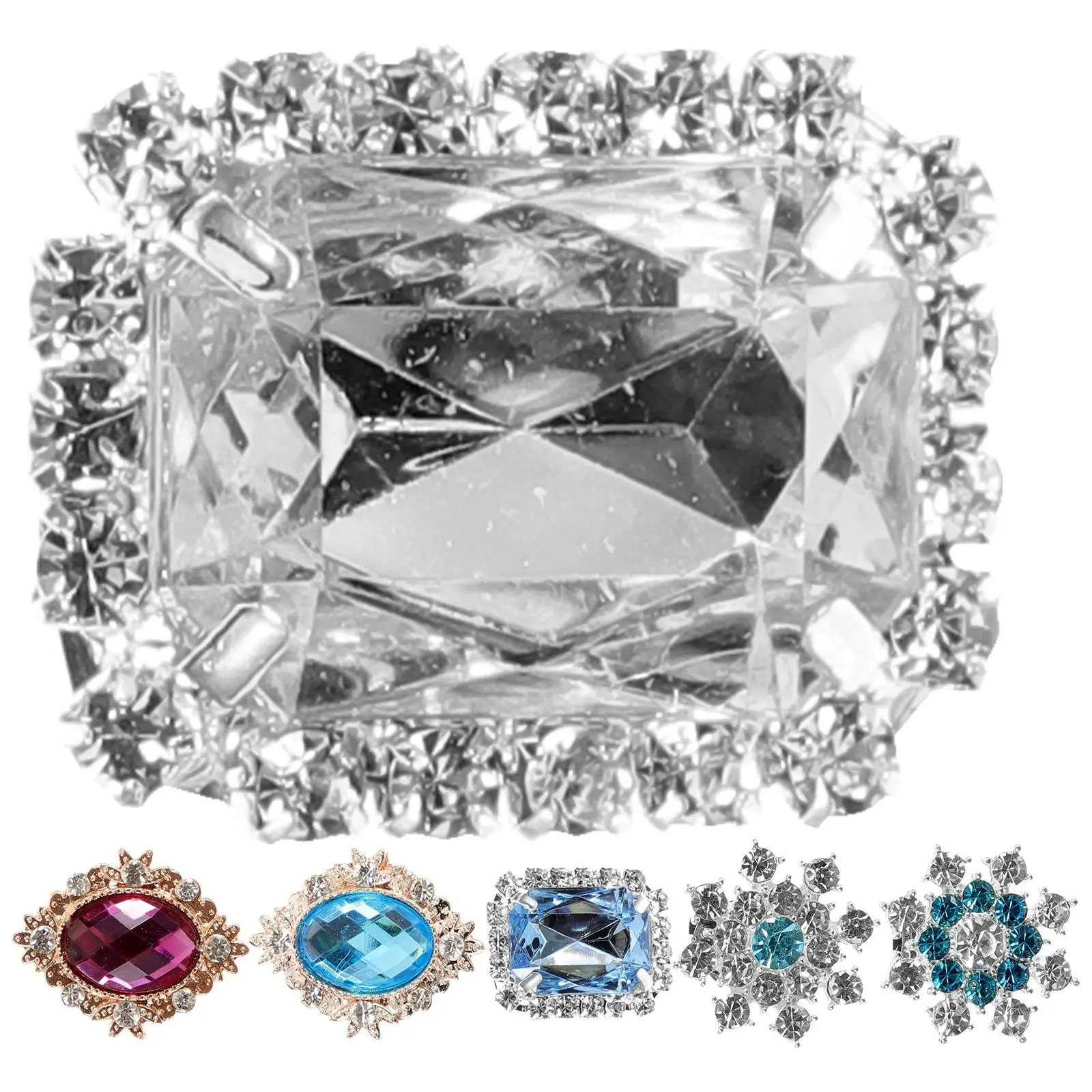 

6 Pcs Rhinestone Shoe Clips Decorative Accessories for Flat Shoes Bride Blue Square Gems Buckle Charms Jewelry Shoe