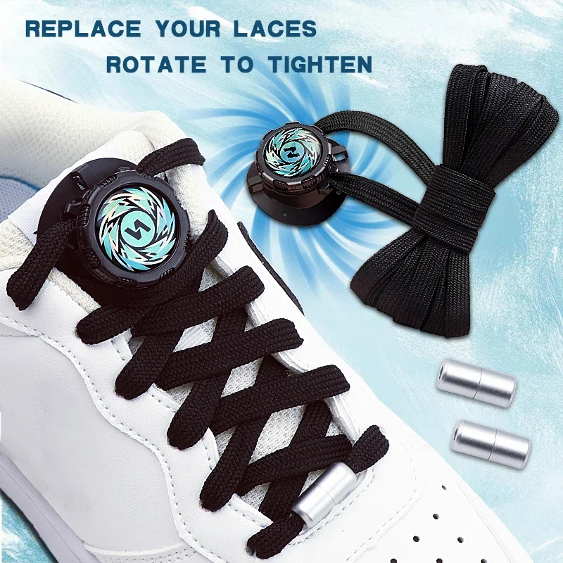 

New Automatic No-Tie Shoelaces with Swivel Buckle for Casual Sneakers - Easy Slip-On Flat Shoelaces for Adults and Kids