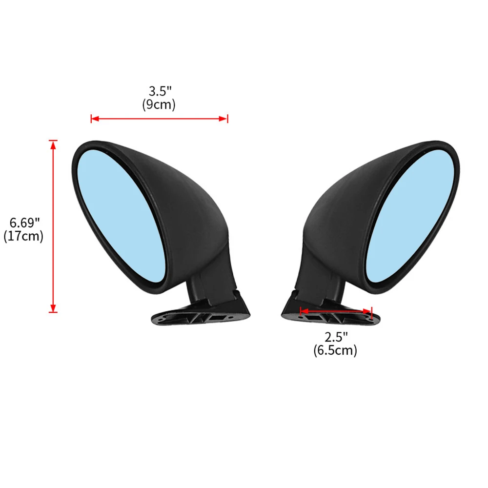 California Style Retro Door Side Wing Mirror Kit Universal Blue Len Hot Rod Rearview Mirror Vintage Flat Mirror Accessory