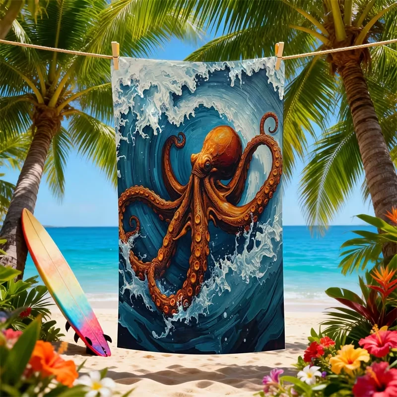 Oil Painting Starfish Beach Towel Ocean Seaside Print Quick Dry Sandproof Absorbent Towel for Summer Beach Travel