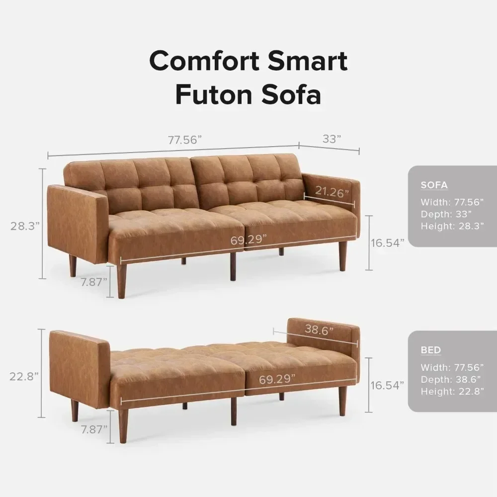 Couch,Futon,Sofa Bed, Loveseat, Mid Century Modern Futon Couch,Cama, Couches for Living Room, 77.5