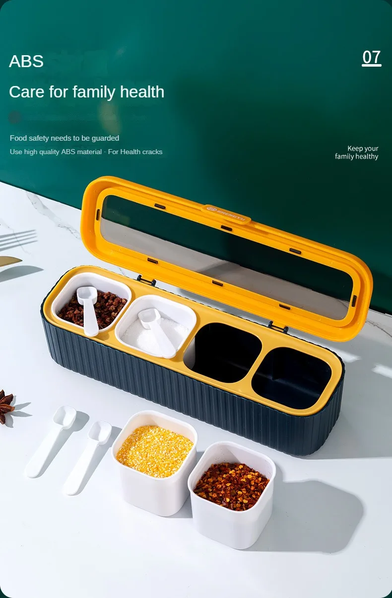 

Combination Multi Compartment Seasoning Jar Set Salt Sugar Monosodium Glutamate Kitchen Four Compartment Storage Seasoning