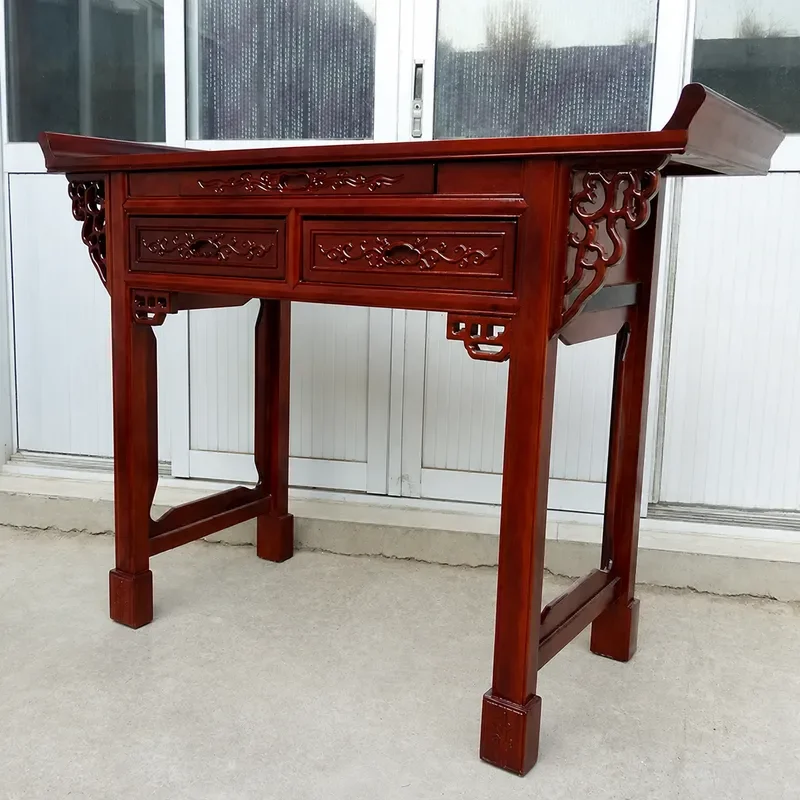 Wholesale Large Straight Leg Elm Wood Altar Table Classical Solid Wood Buddha Statue Temple Furniture for Home Decor