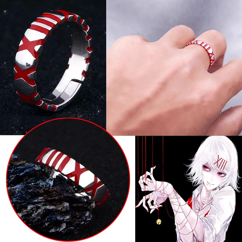 Tokyo Ghoul JUZO SUZUYA, реквизит, кольцо из сплава, аниме, женское серебряное открытое регулируемое модное кольцо для детей, друзей, подарок на день рождения