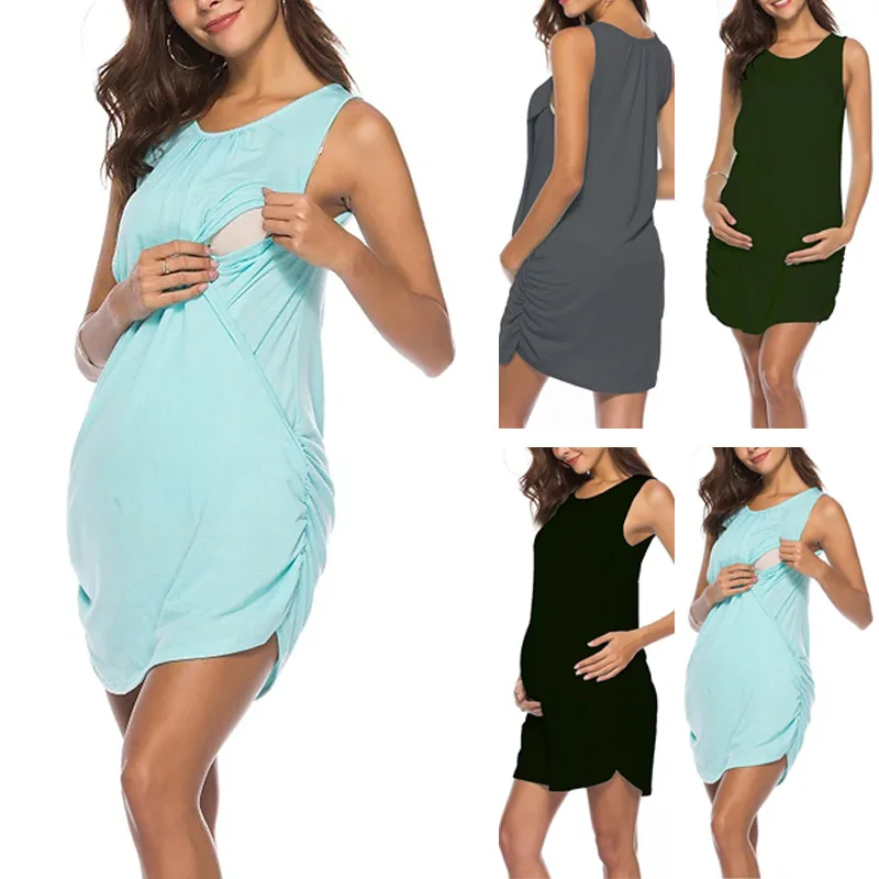 

Fashion Women Maternity Dress Sleeveless Pregnancy Dress Letter Print O-neck Bodycon Dress Nursing Pregnant Women Dresses