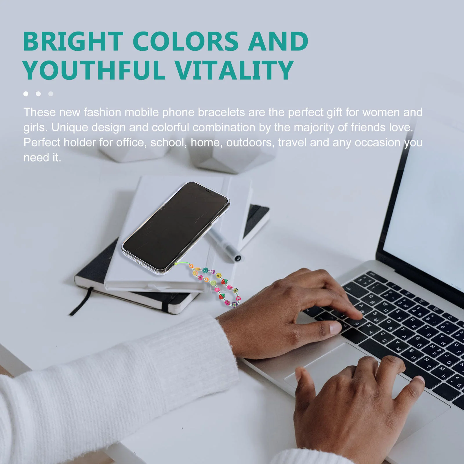 

6Pcs Bead Strings Mobile Phone Chain Stylish Detachable Decorative Phone Lanyard Wrist Strap Anti-Lost Rope Key Holder