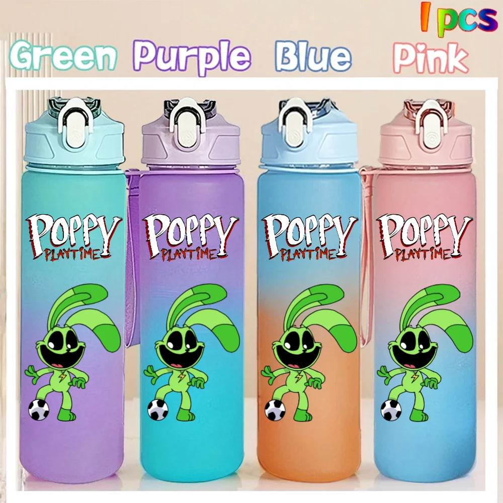 750ml Poppy Playtime Straw Bottle Camping Drinking Tools Student Cartoon Large Capacity Plastic Sports Water Cup Birthday Gifts view 3