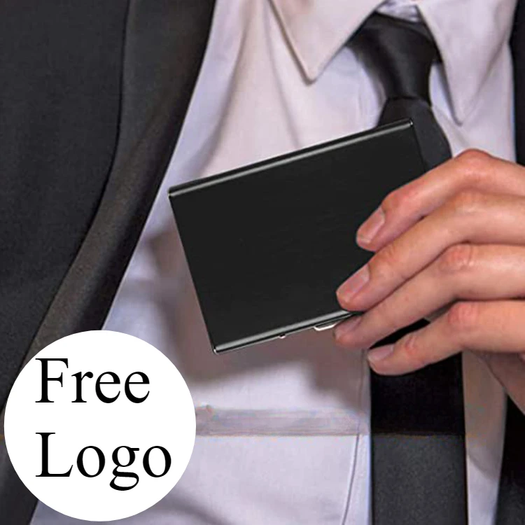 Luxury Laser Engraved Logo Aluminum Alloy Business Card Holder, Portable Bank Card Business Card Box