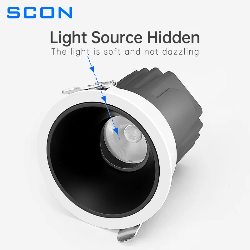 SCON 7W/10W/20W Led Recessed Spotlights Ceiling Downlight Living Room Bedroom Modern Ceiling Light Fixture Round Spot Light