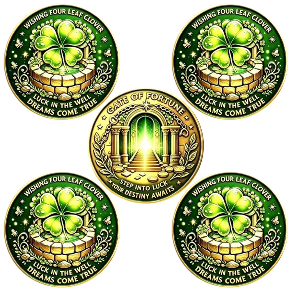 Token Coin Mechanism - 5pcs Wishing Four Leaf Clover Lucky