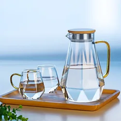 1.8l Large-capacity Clear Glass Water Pitcher with Handle Heat Resisttant Cold Hot Kettle Tea Pot Water Bottle Juice Jug