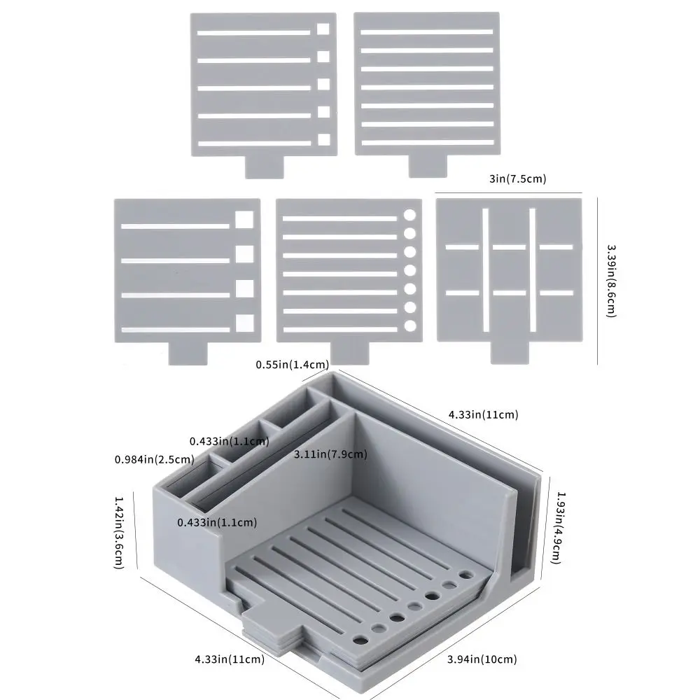 أدوات تخزين الملاحظات اللاصقة، مجموعة حامل الملاحظات اللاصقة، موزع قالب الرسم، صندوق تخزين الملاحظات اللاصق مع خمسة قوالب #6