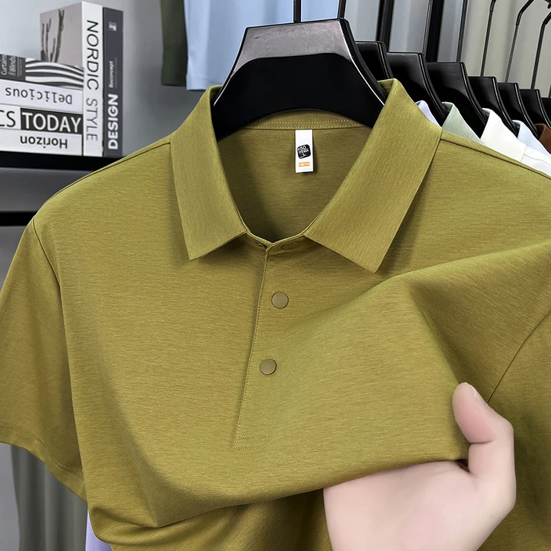 Good New Classic Mercerized Cotton Polo Shirt Men's 2026 Summer Modal Cotton Basic Tee Shirt Short Sleeve Breathable Tops
