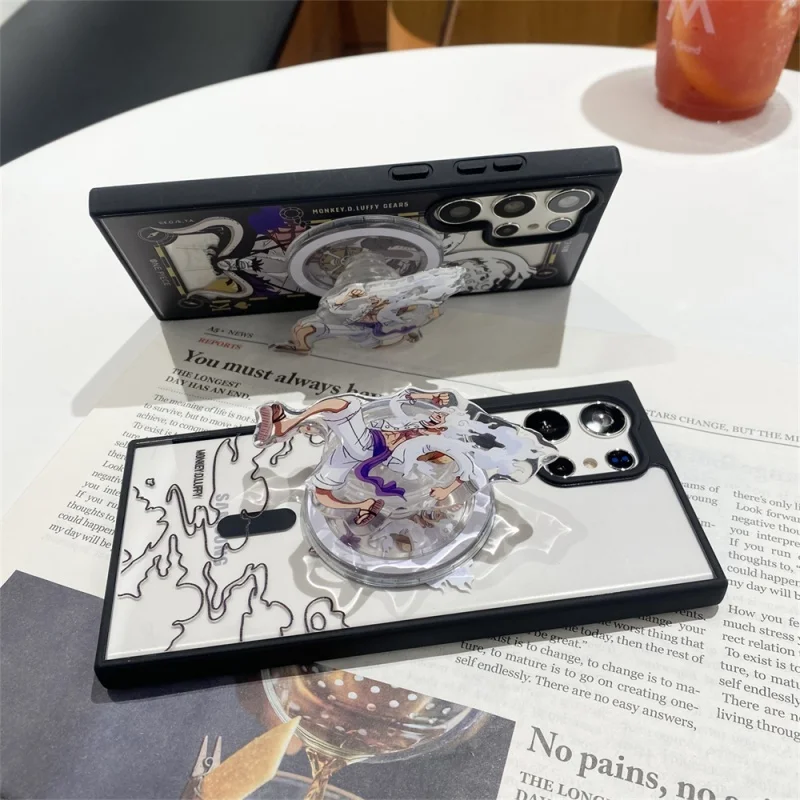 

3D Anime Cute O-One P-Piece Luffy Magsafe Wireless Charge Case For Samsung S23 S24 S25 Ultra Plus FE cartoon Magnetic Holder