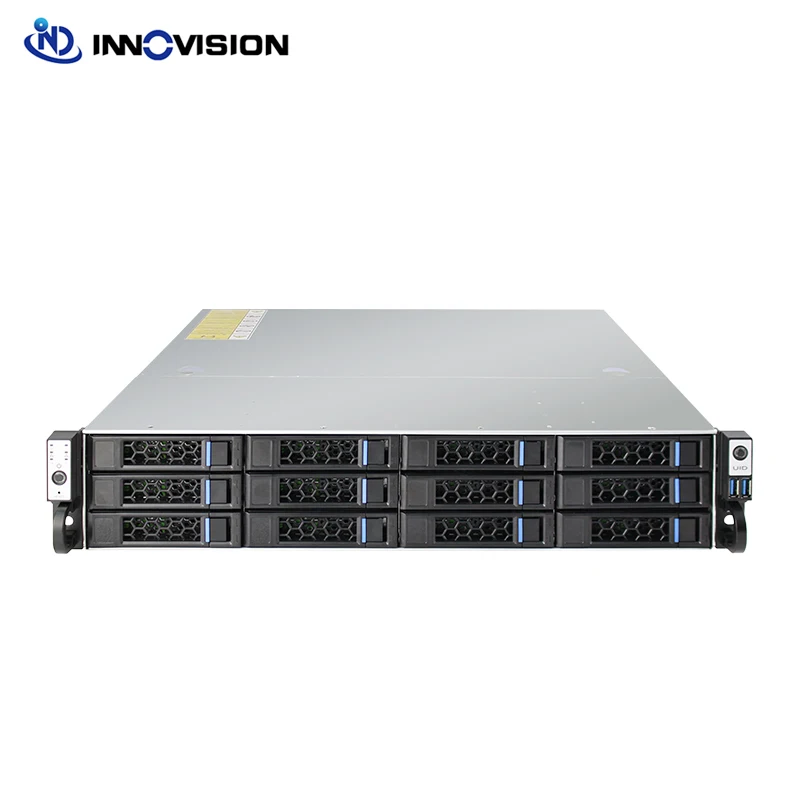 2U 12Bays NVME Hotswap Server Case With 12 HDD Trays and 12G Mini HD SGPIO Come With 2 SFF8654 8X Interface Optional 650MM Depth