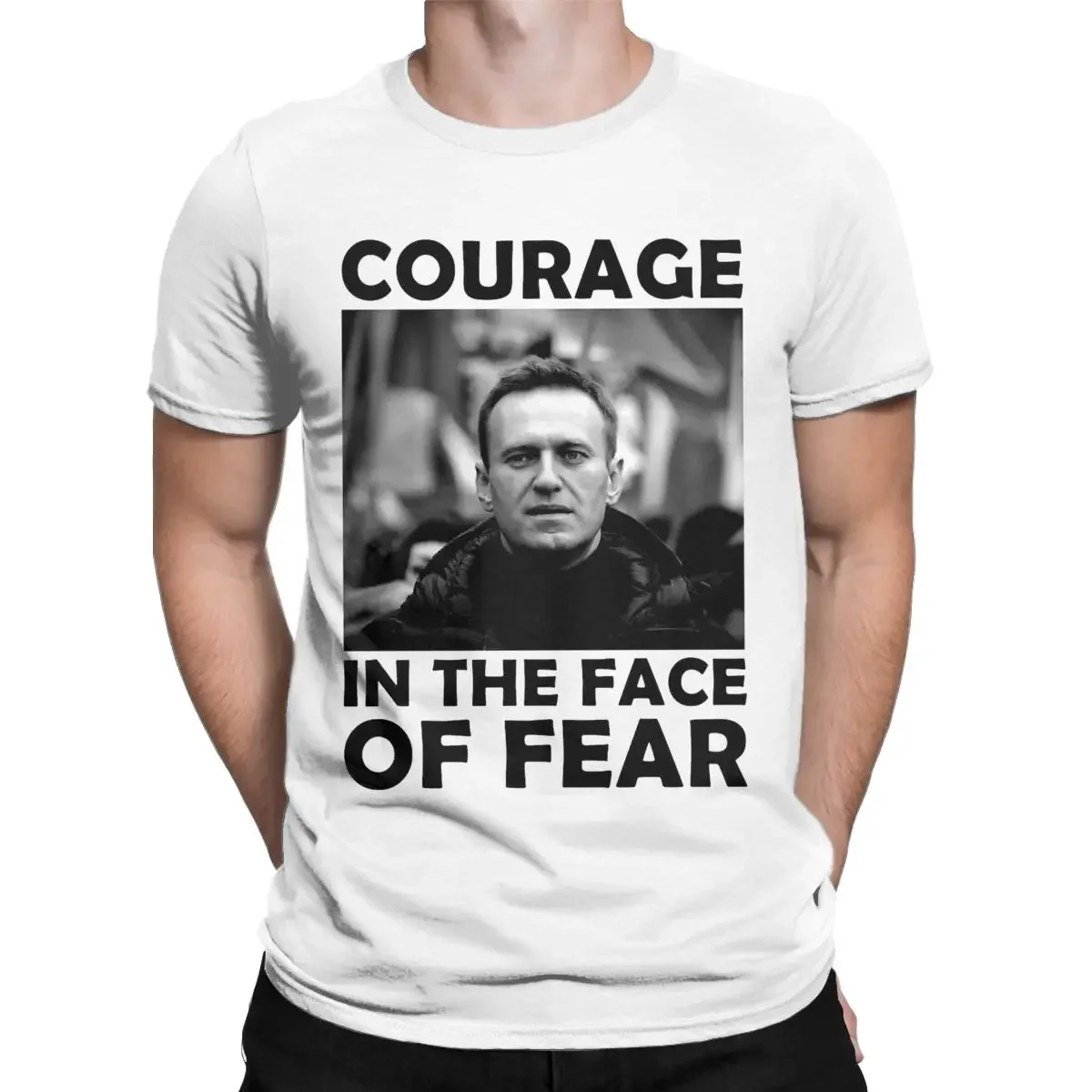 Alexei Navalny Courage T Shirts Men's Cotton Leisure T-Shirts Short Sleeve Clothes Graphic Crew Neck Pray for Navalny Tee Shirt