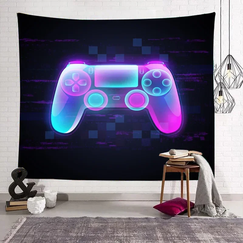 

Hot Sale Tapestry Game Console Handle Printing Pattern Neon Light Hanging Cloth Background Cloth Home Decoration Accessories