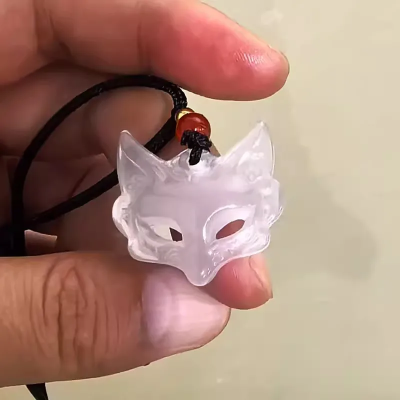 Chinese Style Fox Mask Woven Guardian Pendant Necklace Resin Handmade Rope Necklace Ethnic Vintage Jewelry Accessories for Women - view 6