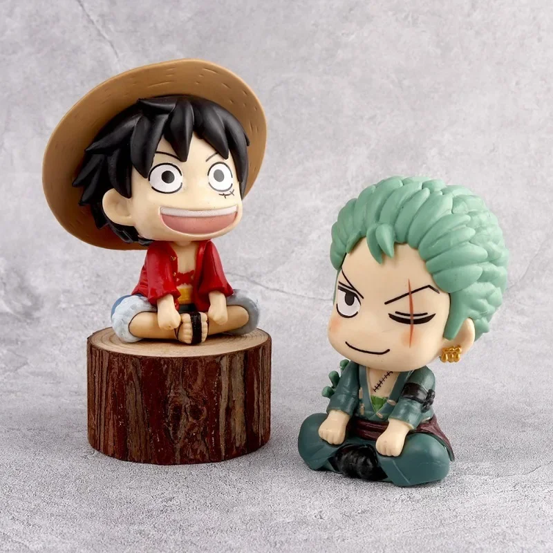 Figurine de Dessin Animé One Piece Luffy Zoro, Modèle Kawaii Simple, Décoration de Bureau, Ornements, Jouets pour Enfants, Cadeaux de Vacances