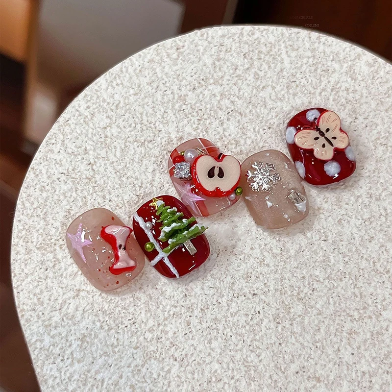 樹脂フルーツスライスネイルアートデコレーションフラットバック漫画シミュレーション赤リンゴ 3D 爪 DIY アクセサリー 30/100 個