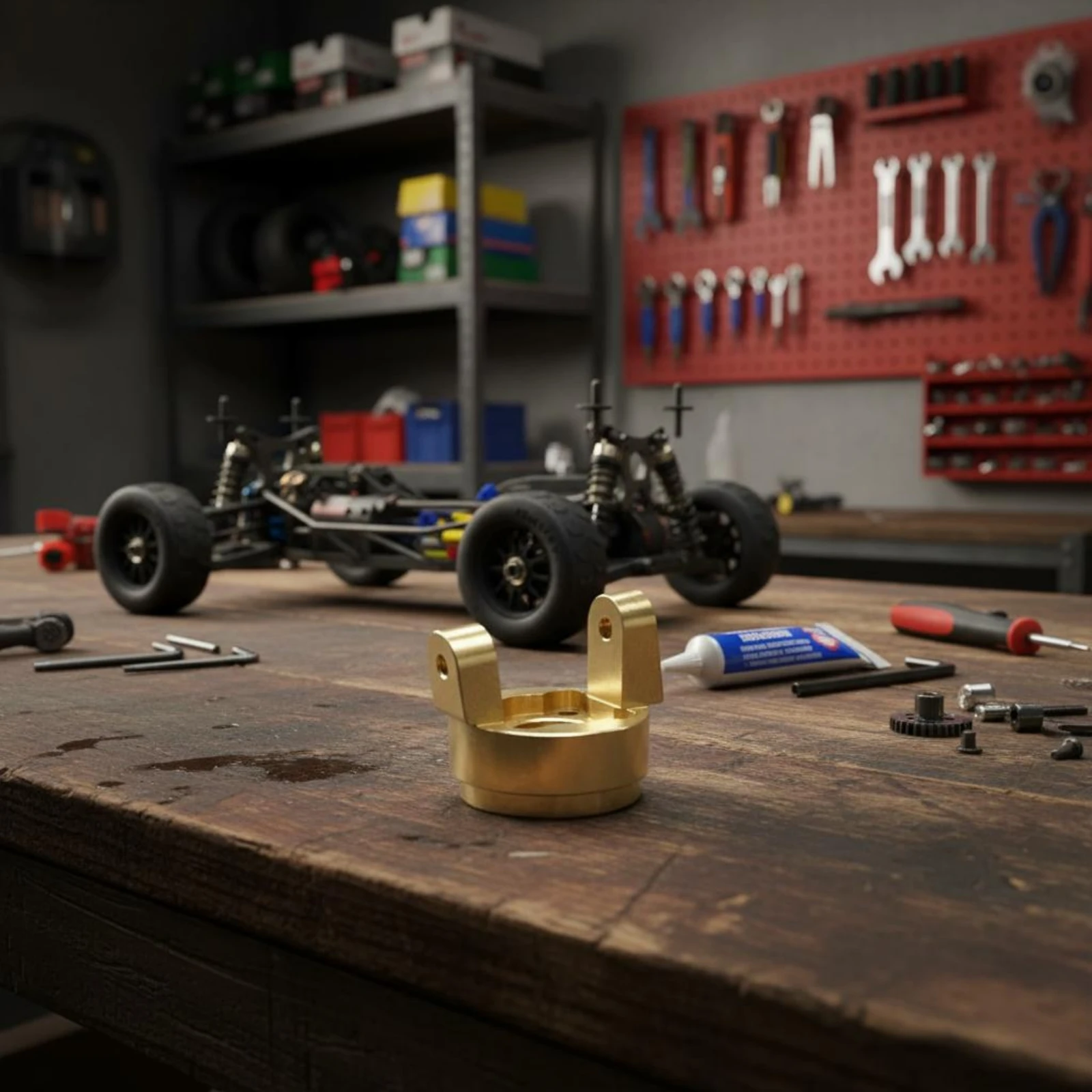 Model Hardware Brass Front Axle Seats with Upright Mounting Ears and Screw Holes for RC Car Builders