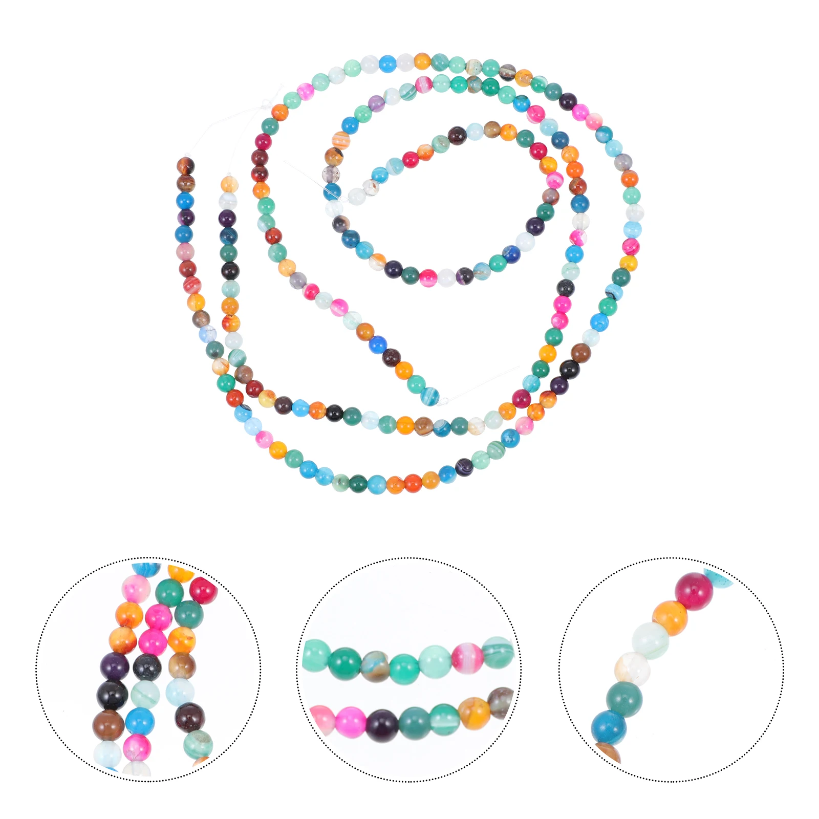 

180 Pcs Natural Stone Beads Loose Round Bracelet Spacer for Jewelry Making Agate Craft with Holes