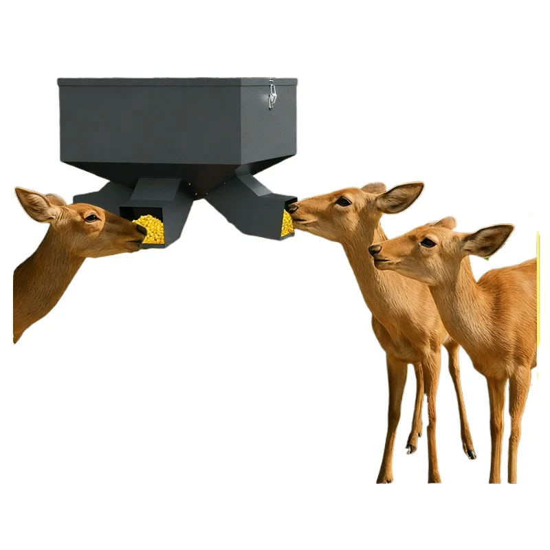 Gravity Deer Feeder, Outdoor Automatic Feeder, portable with four feeding mouths, rainproof and bite-proof, 80 pounds