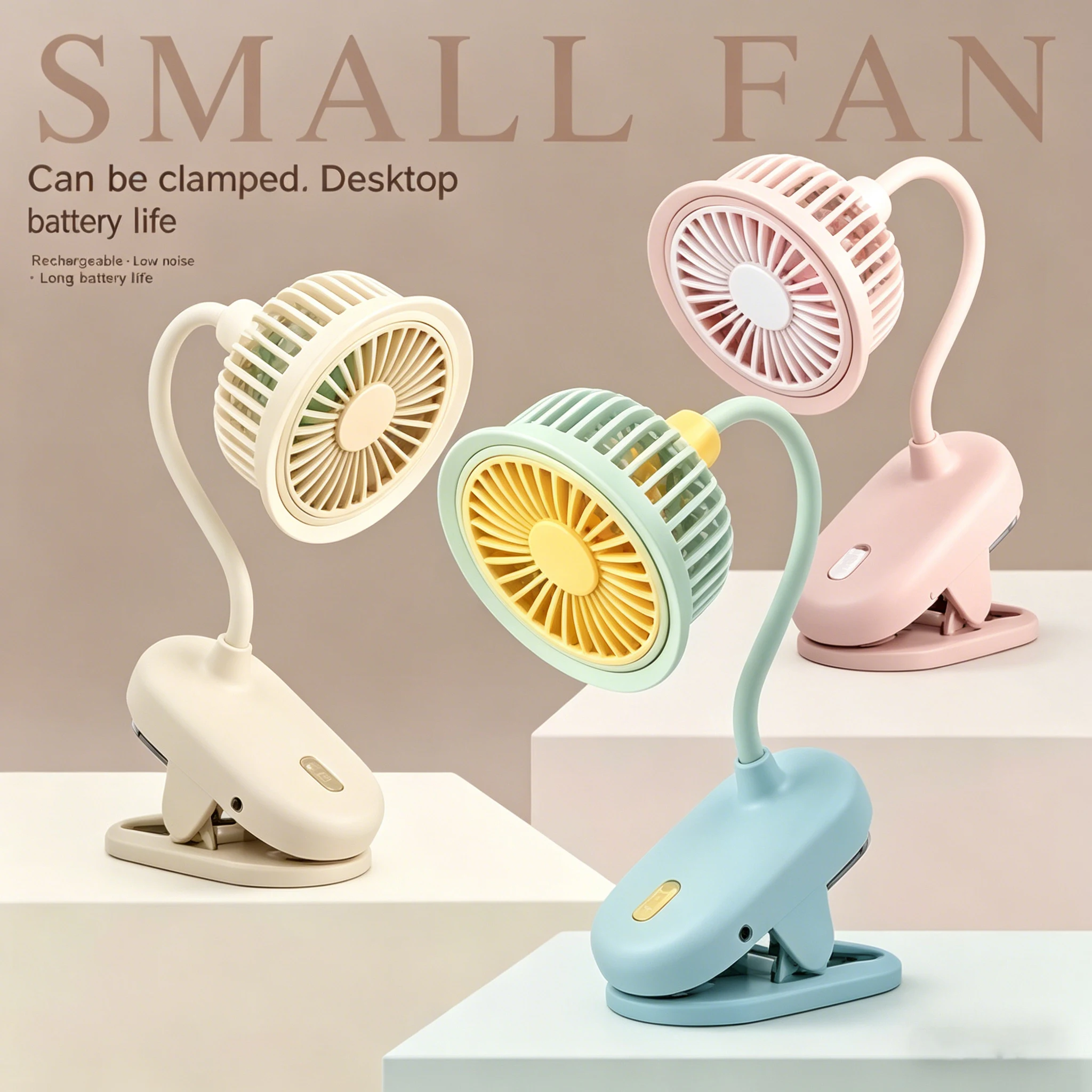 USB-Aufladbarer Clip-On Mini-Ventilator 360° °   Verstellbarer Batteriebetriebener Mini-Ventilator Starker Wind Flexibler Hals Flexibler Tischventilator Leiser Ventilator für Kinderwagen