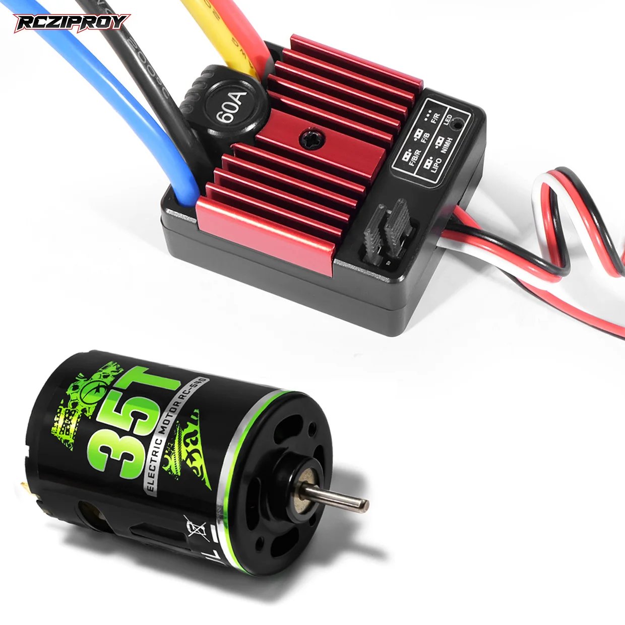

RCZIPROY RC 540 Motor 10T-80T 1060 60A ESC RC Power Kit Waterproof for 1/10 RC Climbing Car Short Truck Tamiya Traxxas TRX4