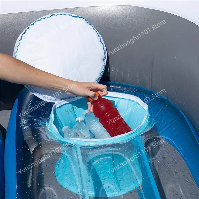 PVC thickened inflatable 6-person island floating bed pirate ship cutting multi-person water party yacht floating boat