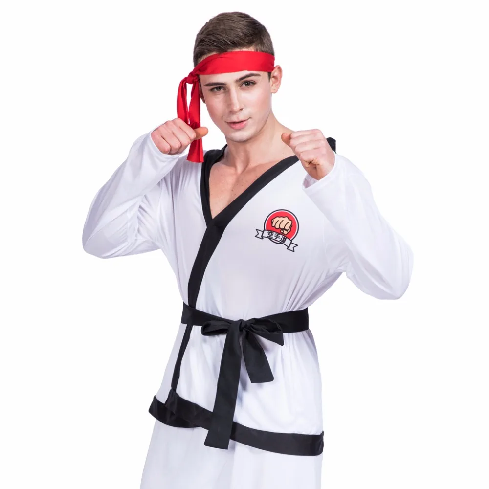 Men's Karate Boxer Cosplay Costume Adult Halloween Japanese Samurai Boxing Outfits Carnival Easter Purim Fancy Dress