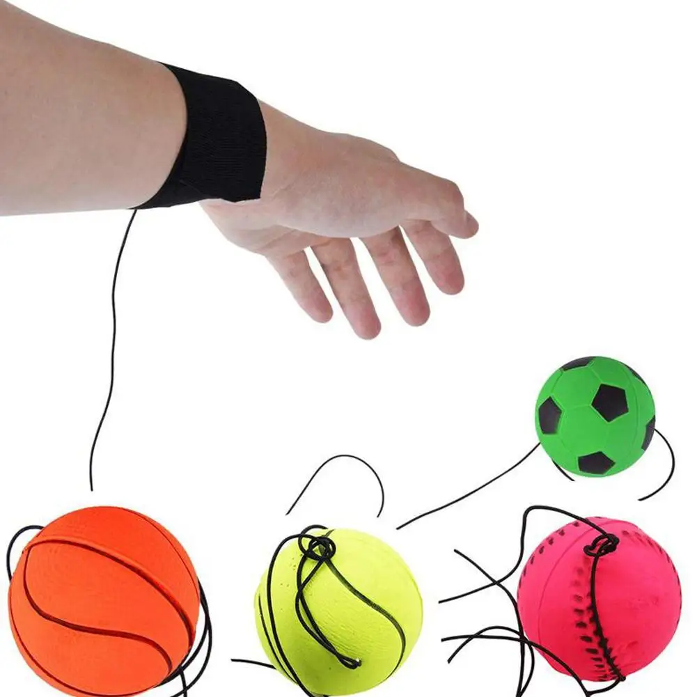 Wrist Return Ball Portable High Elasticity Tear-Resistant Football Shape Bouncy Ball Wristband Toy Indoor Supply